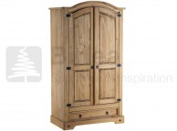 Birlea Corona Pine 2 Door 1 Drawer Wardrobe Thumbnail