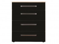 Sweet Dreams Gloss Black 4 Drawer Chest of Drawers Thumbnail