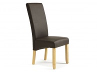 Serene Merton Brown Faux Leather Dining Chairs With Oak Legs (Pair) Thumbnail