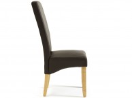 Serene Merton Brown Faux Leather Dining Chairs With Oak Legs (Pair) Thumbnail