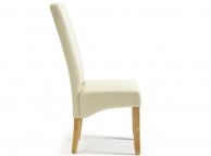 Serene Merton Cream Faux Leather Dining Chairs With Oak Legs (Pair) Thumbnail