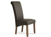 Serene Kingston Brown Faux Leather Dining Chairs With Walnut Legs (Pair) Thumbnail