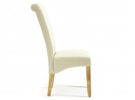 Serene Kingston Cream Faux Leather Dining Chairs With Oak Legs (Pair) Thumbnail