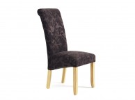 Serene Kingston Aubergine Floral Fabric Dining Chairs With Oak Legs (Pair) Thumbnail