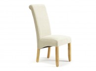 Serene Kingston Cream Fabric Dining Chairs With Oak Legs (Pair) Thumbnail