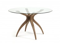 Serene Islington Glass And Walnut Finish Round Dining Table Thumbnail