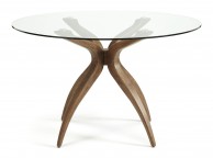 Serene Islington Glass And Walnut Finish Round Dining Table Thumbnail