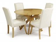 Serene Bexley Oak Dining Set With 4 x Pearl Fabric Knightsbridge Chairs Thumbnail