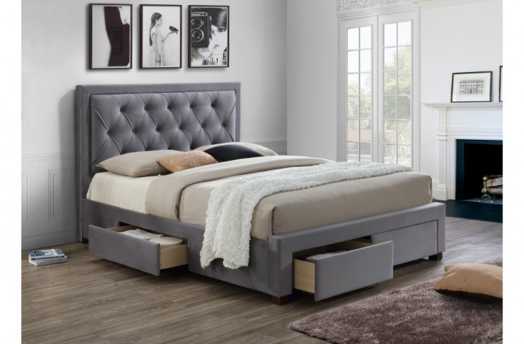 Birlea Woodbury 6ft Super Kingsize Grey Fabric Bed Frame With 4 Birlea Woodbury 5ft Kingsize Grey Fabric Bed Frame With 4 Drawers
