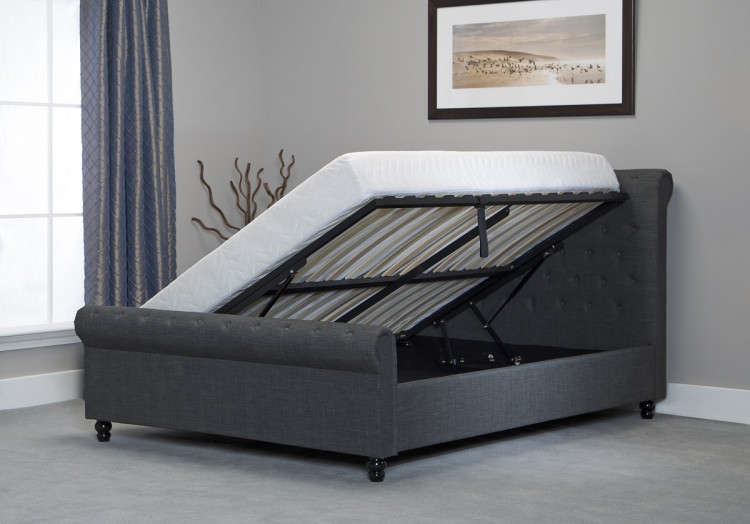 Emporia Oxford 6ft Super Kingsize Grey Fabric Ottoman Bed By
