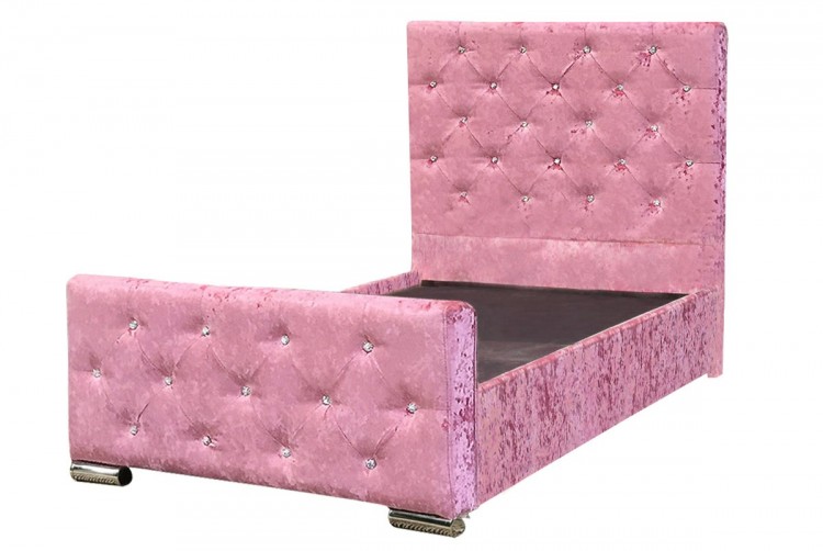 Sleep Design Beaumont 3ft Single Crushed Pink Velvet Storage Bed Frame