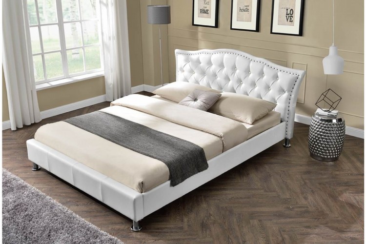 Sleep Design Georgia 4ft6 Double White Faux Leather Bed Frame