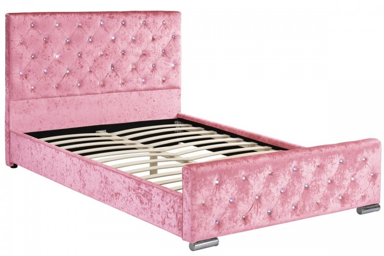 Sleep Design Beaumont 4ft6 Double Crushed Pink Velvet Bed Frame by