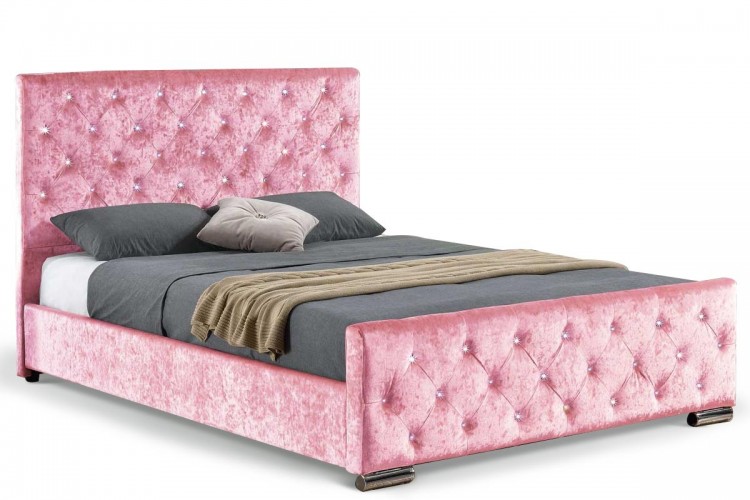 Sleep Design Beaumont 4ft6 Double Crushed Pink Velvet Bed Frame by
