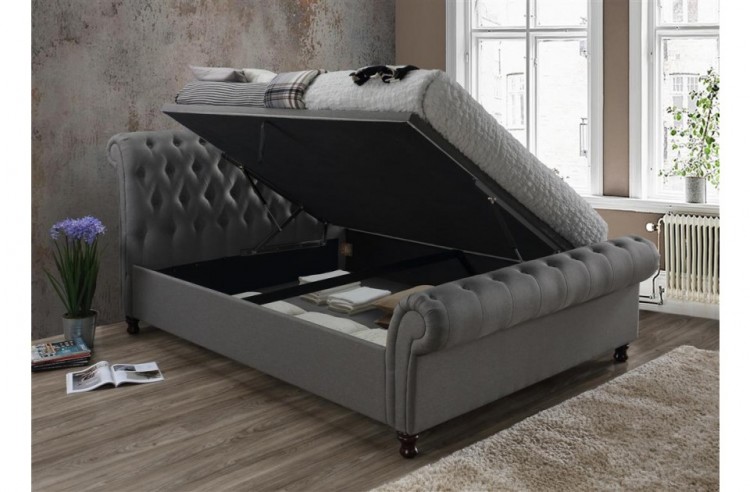 Birlea Castello 5ft Kingsize Grey Fabric Ottoman Bed Frame By Birlea Castello 4ft6 Double Grey Fabric Ottoman Bed Frame