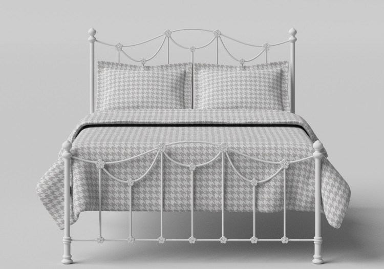 Obc Carie 5ft Kingsize Glossy Ivory Low Footend Metal Bed Frame By Original Bedstead Company