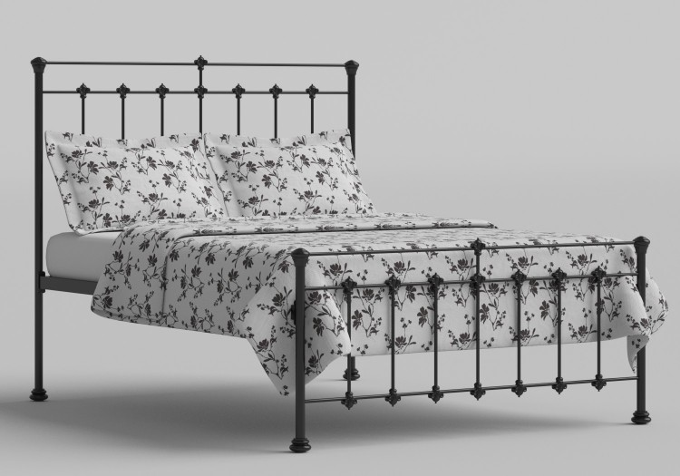 Obc Edwardian 4ft 6 Double Satin Black Metal Headboard By Original