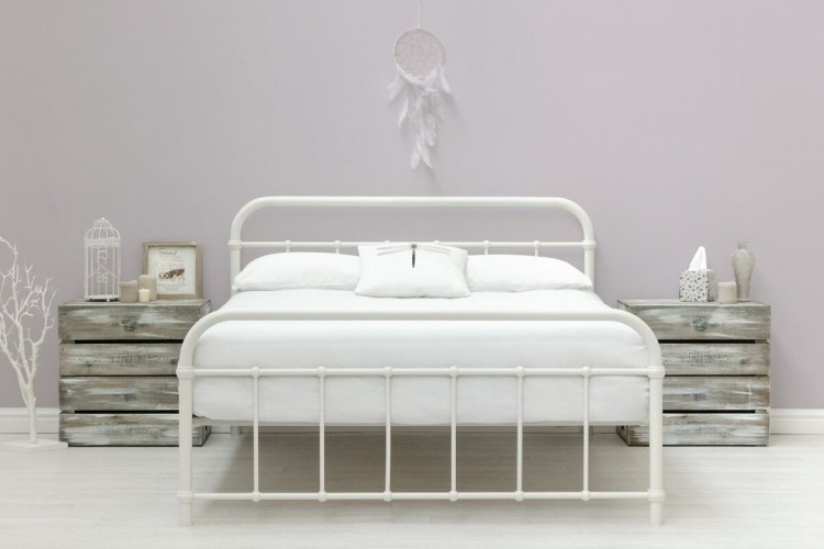 White metal deals bed frame platform