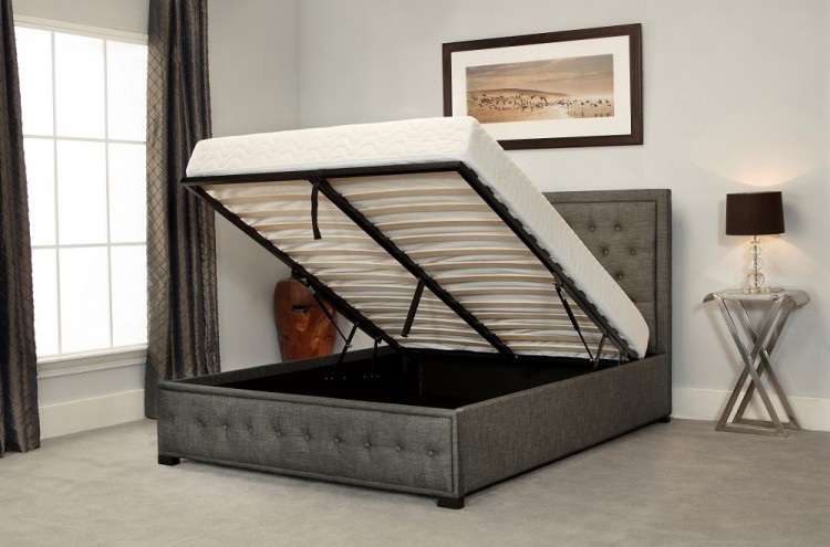 Emporia Albany 5ft Kingsize Grey Fabric Ottoman Bed By Beds