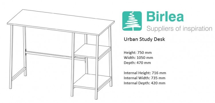 Birlea Urban Rustic Study Desk by Birlea