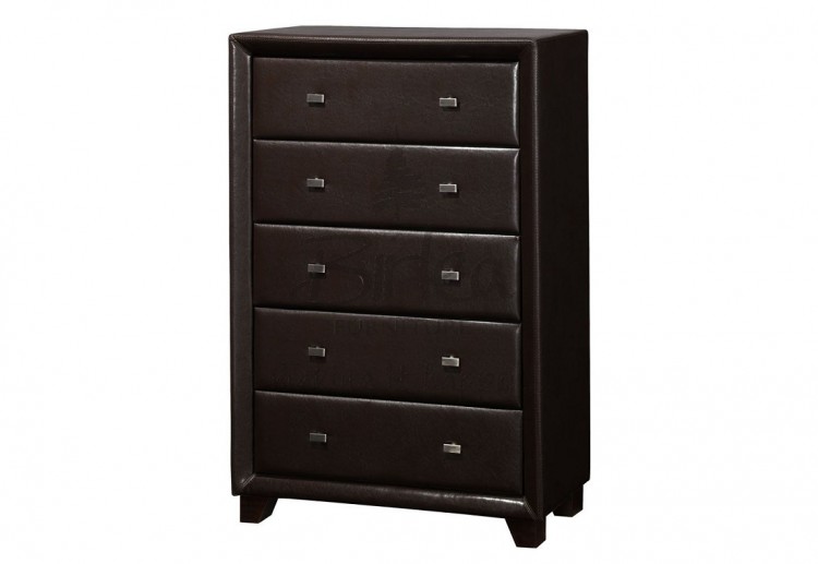 Birlea Brooklyn 5 Drawer Chest Of Drawers In Brown Faux Leather By
