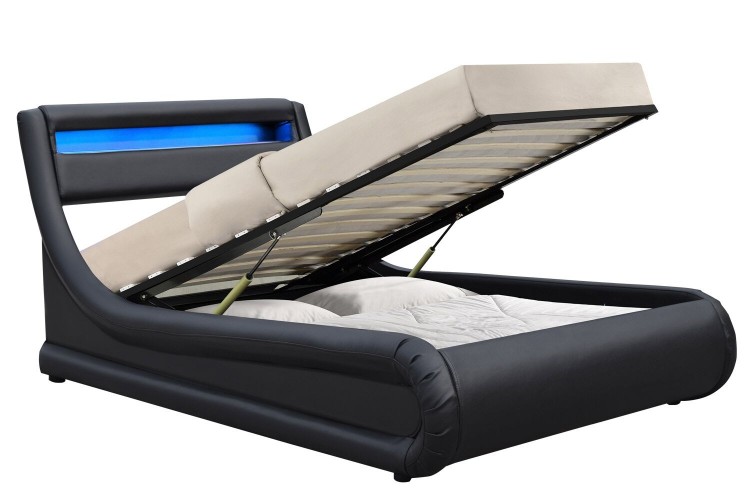 Sleep Design Barcelona 3ft Single Black Faux Leather Ottoman Bed Frame