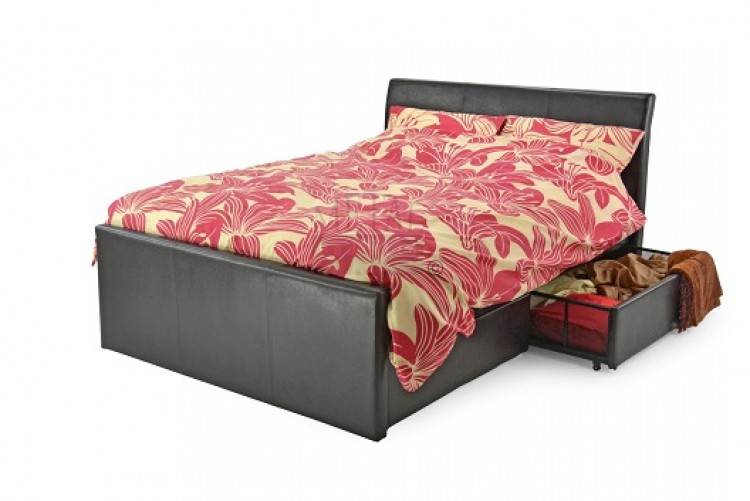 Metal Beds Texas 4ft6 135cm Double Brown Faux Leather Bed Frame