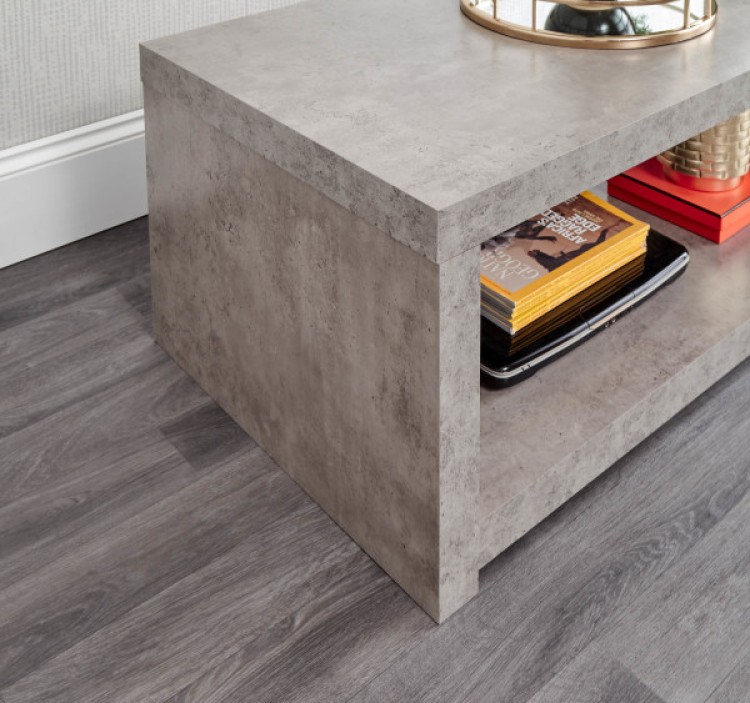 GFW Bloc Coffee Table With Shelf In Concrete Grey