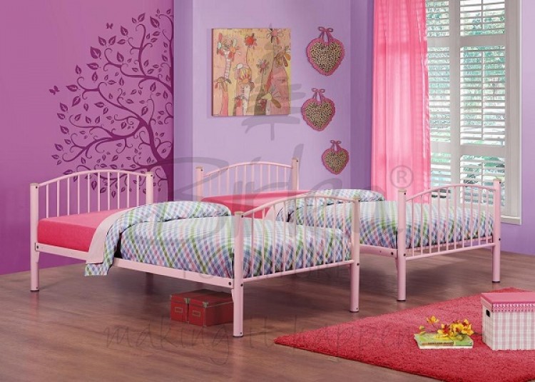 Birlea Corfu Pink Metal Bunk Bed Frame by Birlea