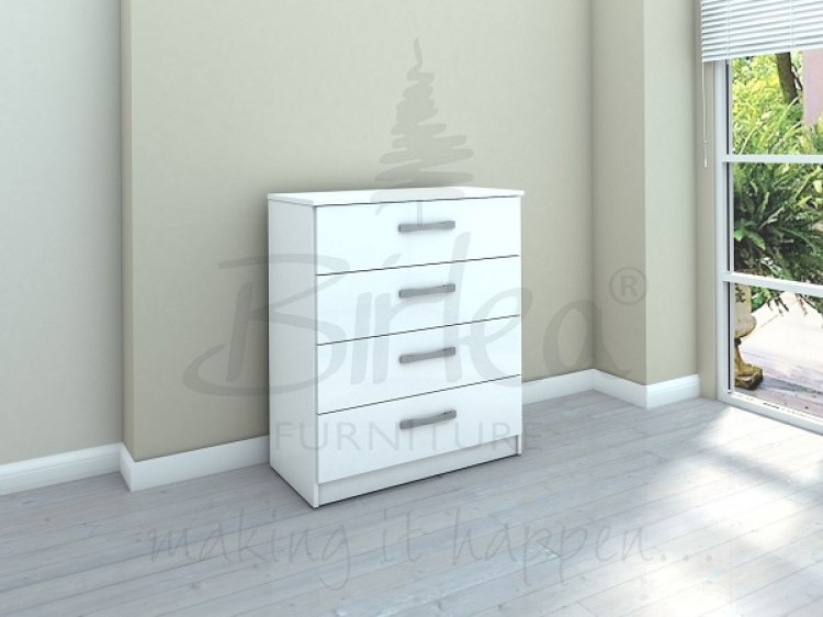 White Gloss 4 Drawer Chest Of Drawers Birlea White Gloss 4 Drawer Chest Of Drawers Birlea