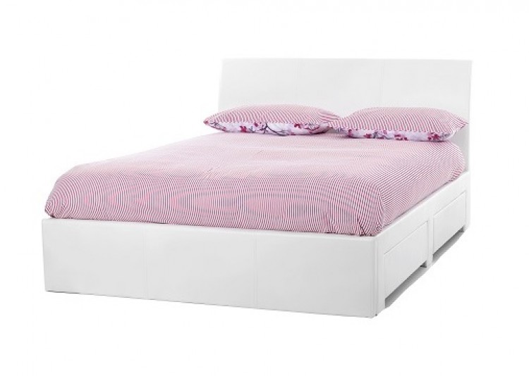 Serene Anzio 6ft Super King Size White Faux Leather Bed Frame With