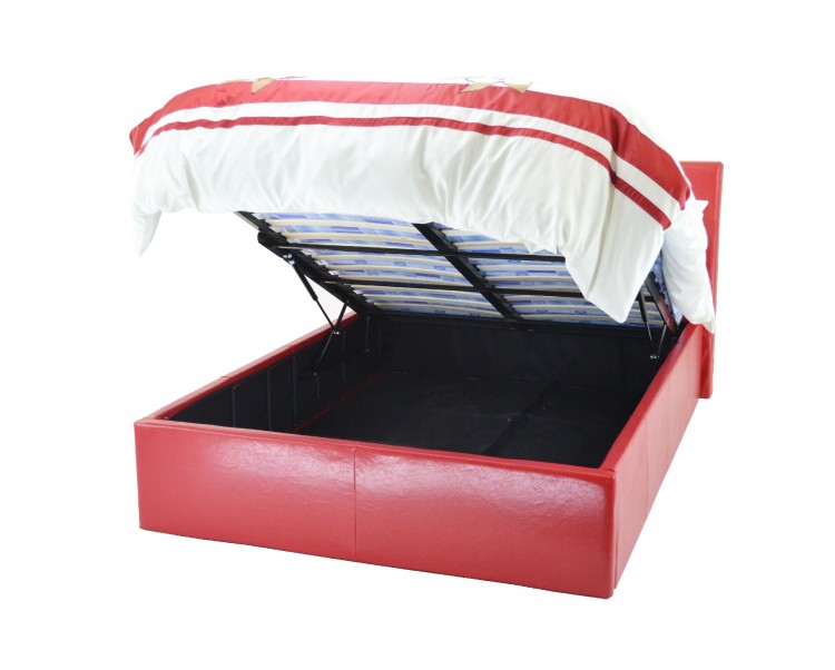 Faux Leather Ottoman Bed Frame, Red Faux Leather Bed Frame