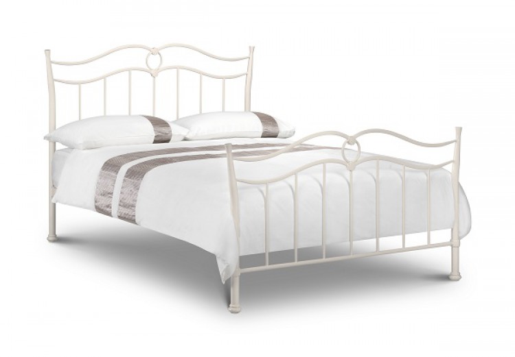 Julian Bowen Katrina 5ft Kingsize Stone White Metal Bed