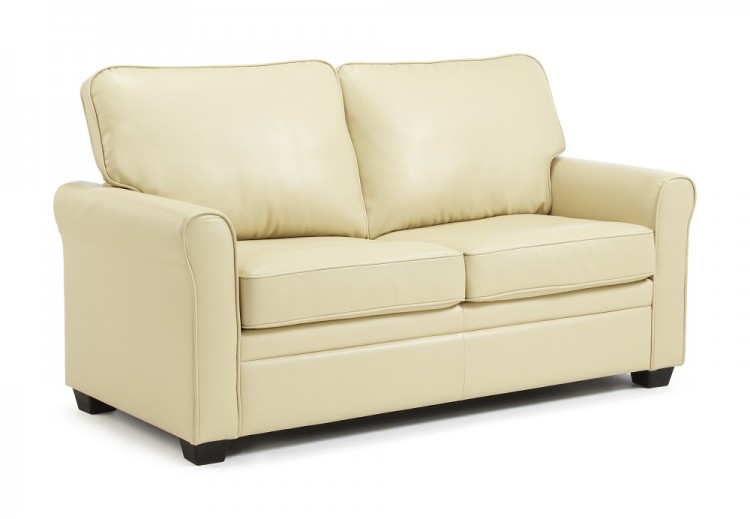 Serene Naples Cream Faux Leather Sofa Bed by Serene Furnishings